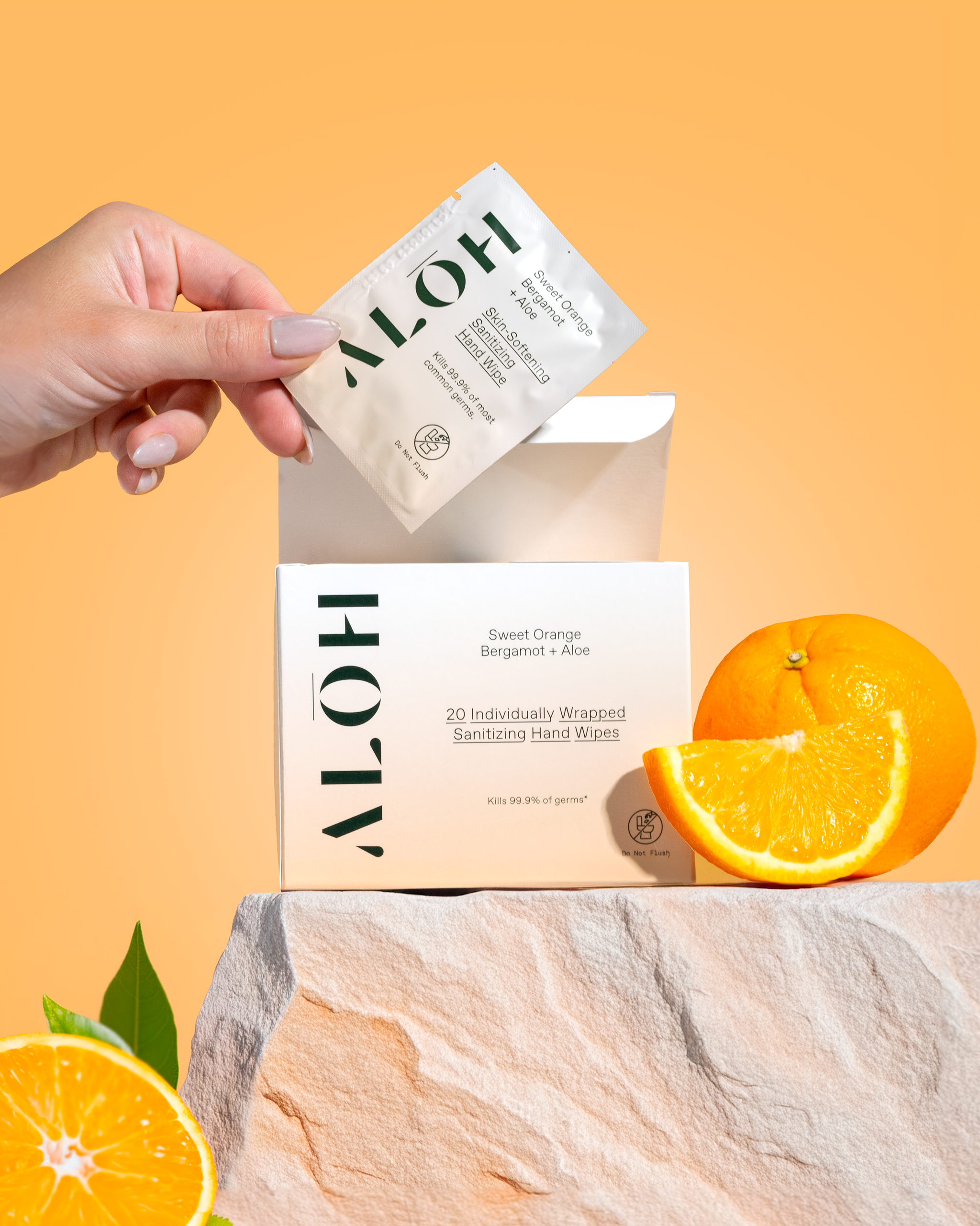 Sweet Orange Bergamot + Aloe Individually Wrapped Sanitizing Hand