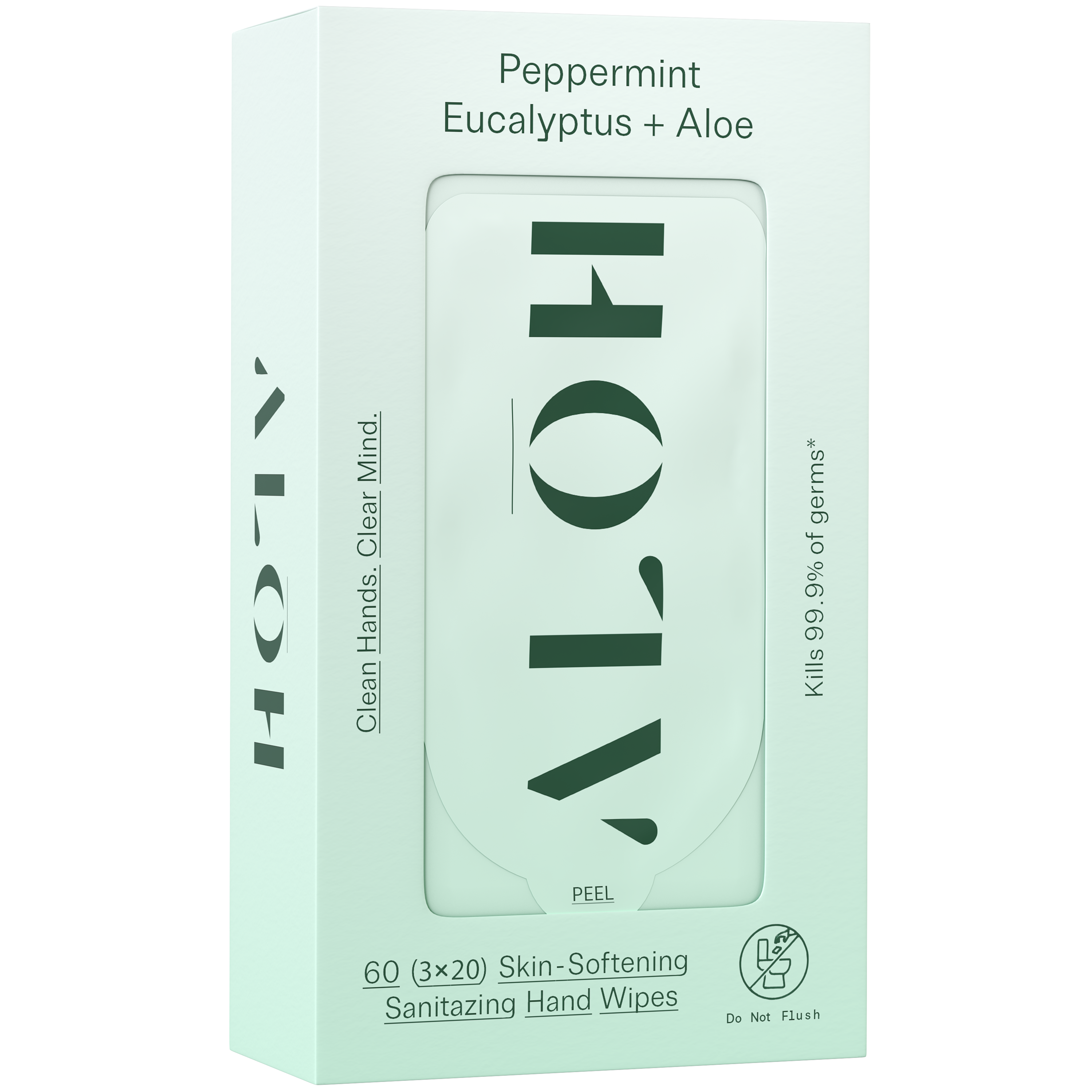 Peppermint Eucalyptus + Aloe  Skin-Softening Sanitizing Hand Wipes