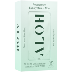 Peppermint Eucalyptus + Aloe  Skin-Softening Sanitizing Hand Wipes