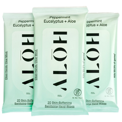 Peppermint  Eucalyptus + Aloe Sanitizing Hand Wipes